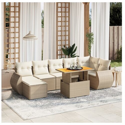 VidaXL 8-dijelni set vrtnih sofa od poliratana s jastucima bež Slike