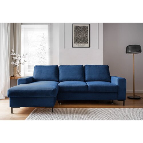 Miuform Tamno plava sklopiva kutna garnitura od samta (s lijevim kutom) Lofty Lilly &amp;ndash; Slike