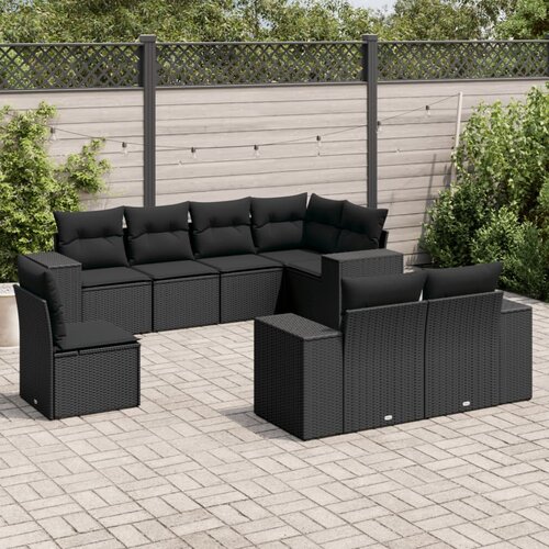  8-dijelni set vrtnih sofa od poliratana s jastucima crni Crna 83 x 62 x 69 cm Cene