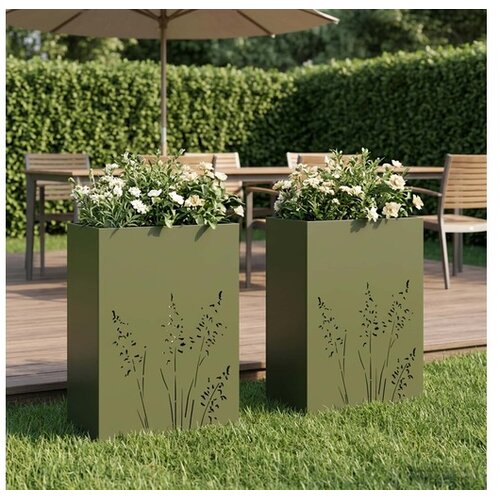 vidaXL Vrtna saksija 2 kom. Maslinastozelena 50 x 30 x 75 cm - Maslinastozelena 50 x 30 x 75 cm 2 Cijene