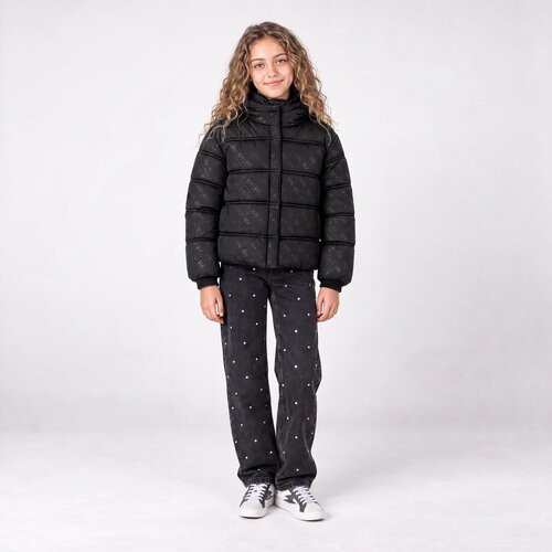 Guess Puhovke PADDED HOODED LS JACKET W/ZIP Črna Slike