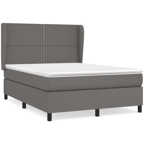 Maison Chic Box spring postelja - Vzmetna postelja z vzmetnico siva 140x190 cm umetno usnje SL14058, (21903479) Cene