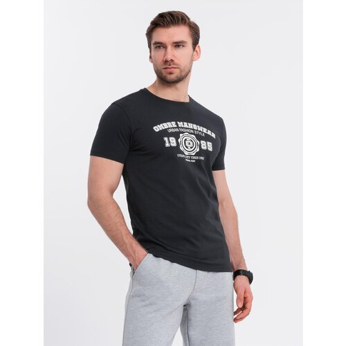 Ombre T-shirt męski z nadrukiem w stylu college – czarny Cene