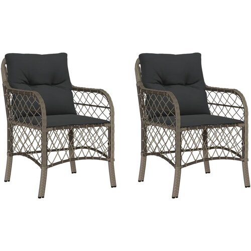 Maison Chic Vrtni stoli - Stol za vrt z blazinami 2 kosa siv poli ratan JS2150, (21877149) Slike