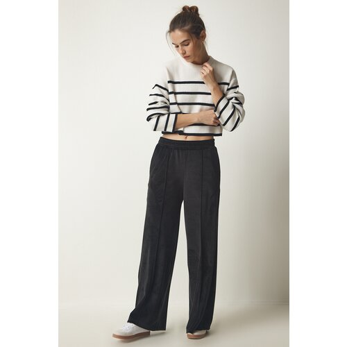  Women&amp;#039;s Black Palazzo Velvet Trousers Slike
