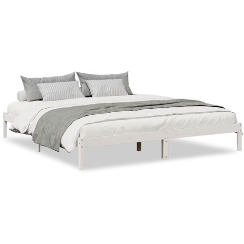 Maison Chic Daljši Posteljni Okvir - Dvoposteljna postelja brez vzmetnice bel 200x220 cm borovina, (22081719) Cene