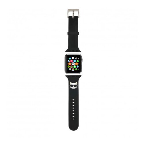  pa&amp;scaron;ček za uro Karl Lagerfeld KLAWMSLCK za Apple Watch 38 / 40 mm - Choupettes Head črn Slike