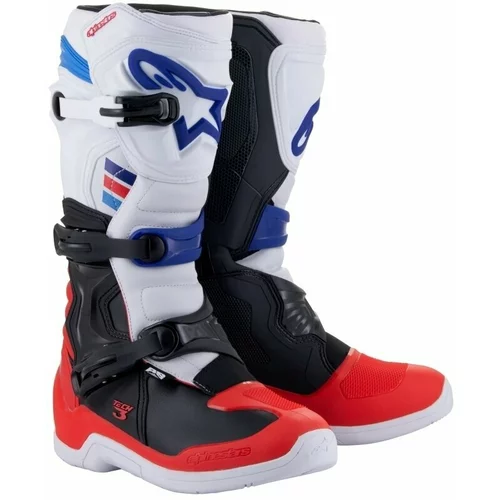 Alpinestars Tech 3 Boots White/Bright Red/Dark Blue 40,5 Motoristični čevlji