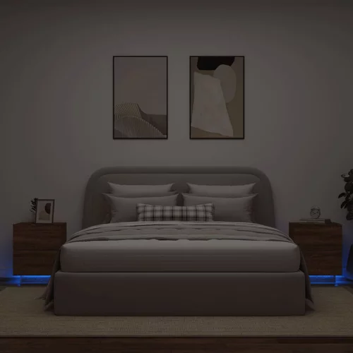 vidaXL Nočna omarica z LED lučkami 2 kosa rjavi hrast inženirski les