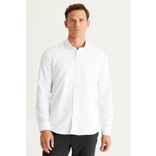 AC&Co / Altınyıldız Classics Men's White Slim Fit Slim Fit Italian Collar Dobby Shirt. Slike