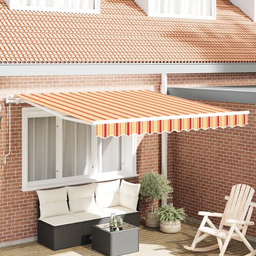 VidaXL Avtomatska retraktabilna tenda v rumeni in oranžni 350x250 cm Slike