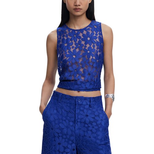 Desigual Majice brez rokavov BLUS_TÁNATOS 25SWBW25 Modra Cene