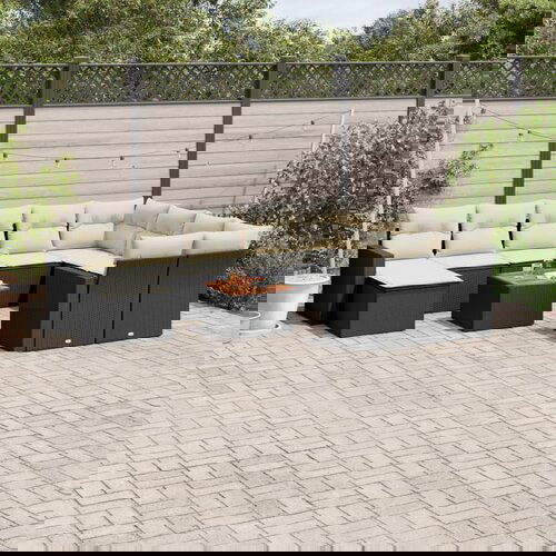  The Living Store Vrtna sedežna garnitura 11-delna z blazinami črn poli ratan - Vrtna Sedežna Garniture, (21464674) Cene