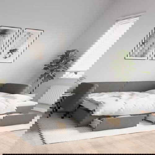 VidaXL Izvlečna dnevna postelja s predali temno siva 100x200 cm blago Slike