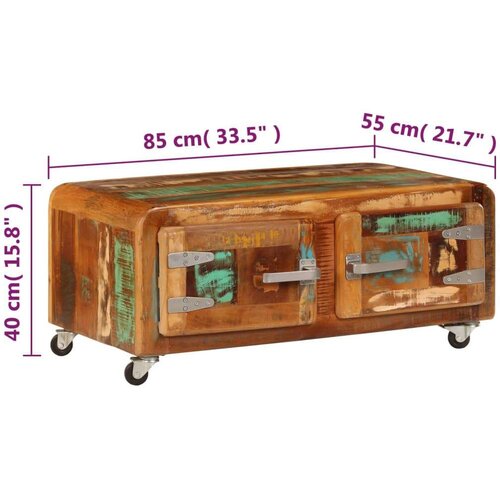  Stolić za kavu od masivnog obnovljenog drva 85 x 55 x 40 cm Slike