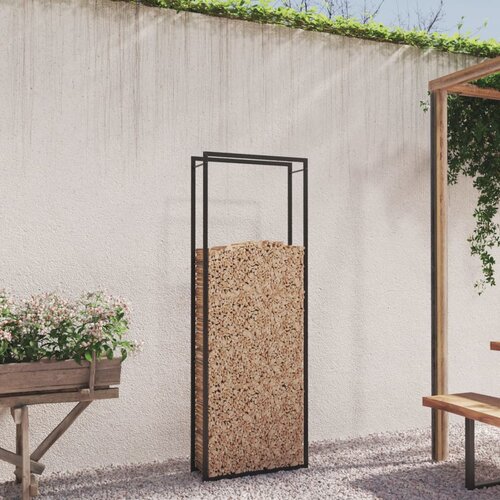 vidaXL Stojalo za drva mat črno 80x28x222 cm jeklo Cene