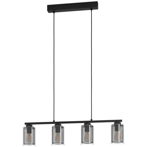 Eglo visilica Zocabon 99707, 4x E27, 81,5 cm, crna/prozirno staklo Slike