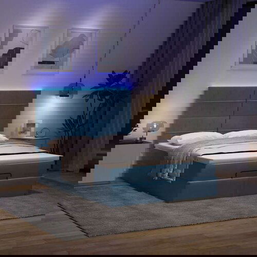 vidaXL Otomanski posteljni okvir z vzmetnico moder 140x200 cm blago Cene