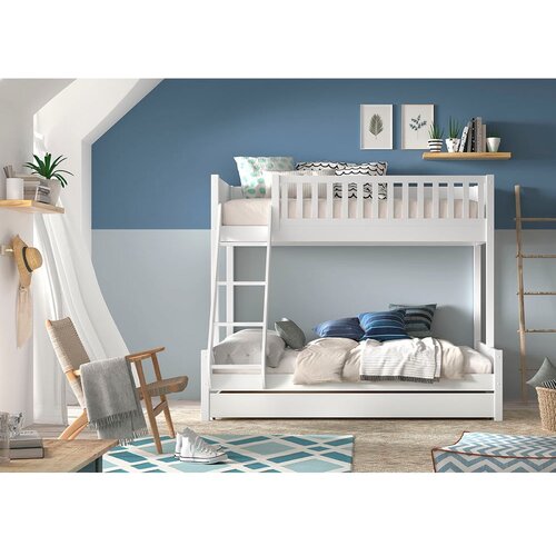 Vipack bela pograd otro&amp;scaron;ka postelja iz masivnega bora s prostorom za shranjevanje 140x200/90x200 cm scott &amp;ndash; Slike