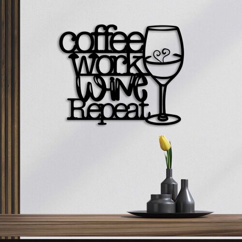 Opviq zidna dekoracija Coffee Repeat, 50x40 cm, 1.5 mm, Crna Cene