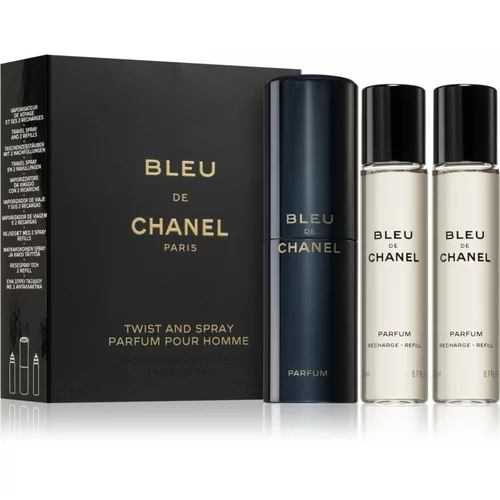 Chanel Bleu de parfem + zamjensko punjenje za muškarce 3x20 ml