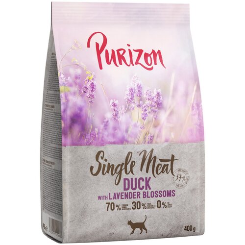Purizon suha hrana za mačke 2 x 400 g po poskusni ceni! - Single Meat raca s cvetovi sivke Slike