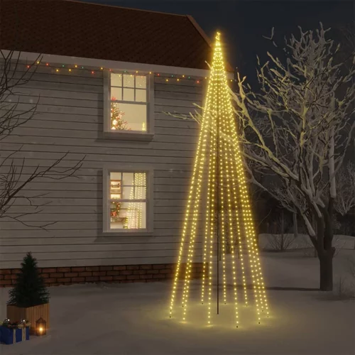 vidaXL Božično drevo s konico 732 toplo belih LED lučk 500 cm