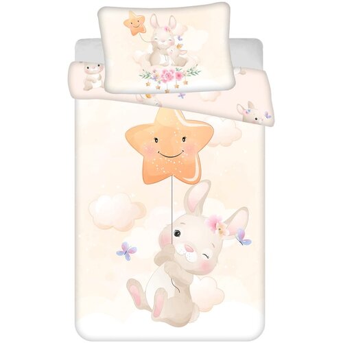 Jerry Fabrics Rumena bombažna otro&amp;scaron;ka posteljnina za otro&amp;scaron;ko posteljico 100x135 cm Bunny &amp;quot;Star&amp;quot; &amp;ndash; Slike