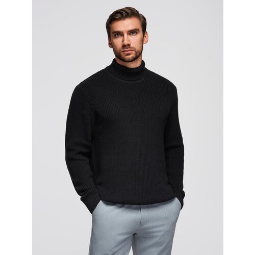 Ombre Men&amp;#039;s sweater with a &amp;quot;v-neck&amp;quot; neckline with a shirt collar - black Slike