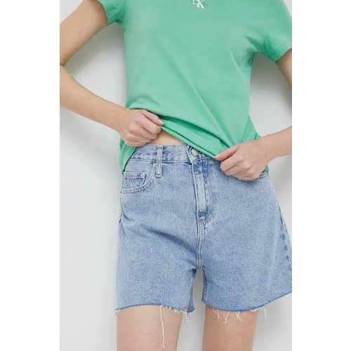 Calvin Klein Jeans Traper kratke hlače za žene, glatki materijal, visoki struk