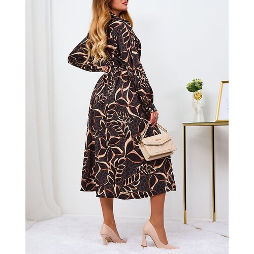 Resti Black and light brown patterned women's maxi dress Cene