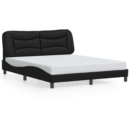 Maison Chic Posteljni okvir - Dvoposteljna postelja - Zakonska postelja z vzglavjem črn 160x200 cm umetno usnje-J5826, (21766282) Slike