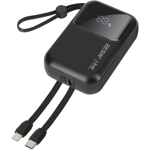LINQ Zunanja baterija 10000 mAh + kabla Lightning in USB C, Črna, (5000017421) Slike