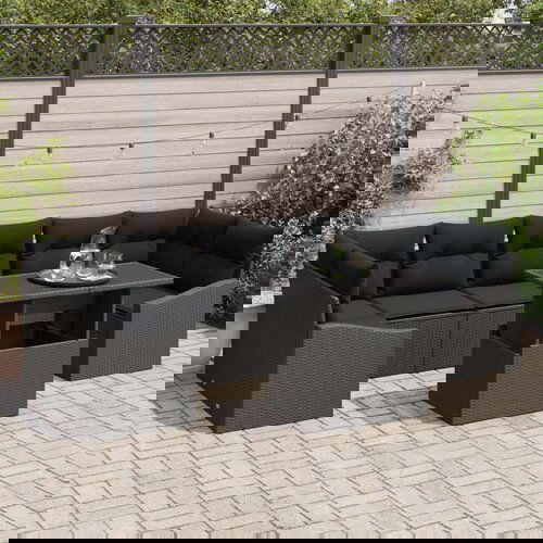  Set od 8 vrtnih kauča s jastučićima crni poliratan Cijene