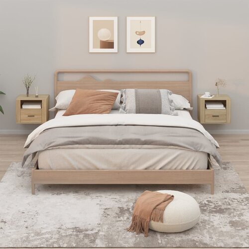 VidaXL Stenska nočna omarica 2 kosa sonoma hrast 50x36x40 cm Slike