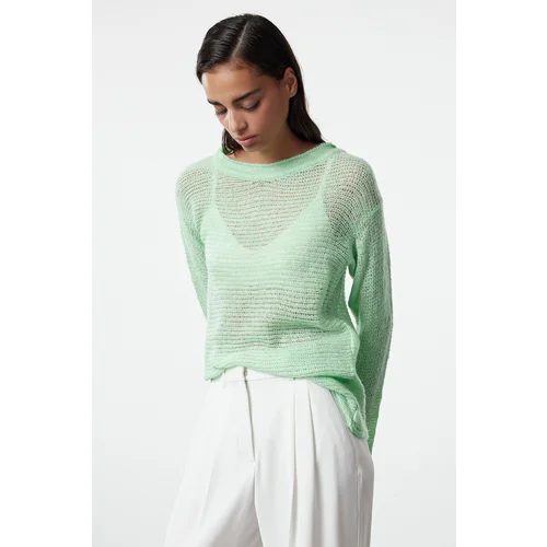 Trendyol Mint Transparent Knitwear Sweater