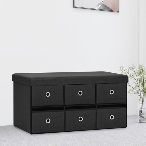 VidaXL Sklopiva klupa za pohranu crna 76x38x38 cm od umjetnog platna Slike