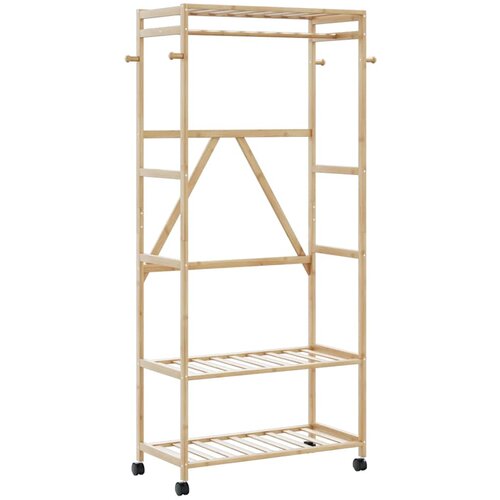 vidaXL Stojalo za oblačila s policami in kolesi 90x40x179,5 cm Bambus Cene