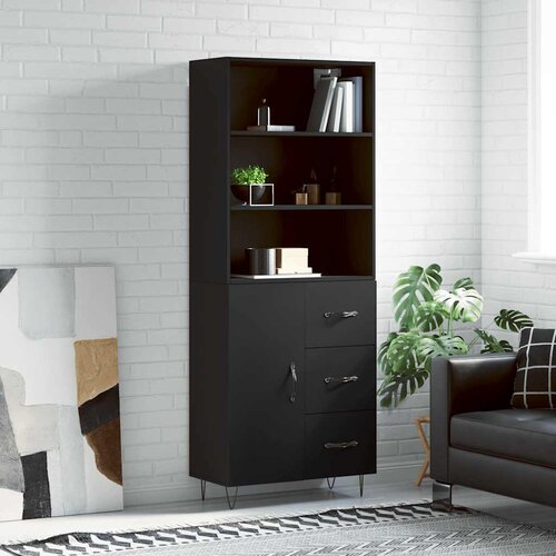  Visoka komoda crni 69,5x34x180 cm konstruirano drvo Cijene