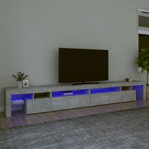 vidaXL TV omarica z LED lučkami betonsko siva 290x36,5x40 cm