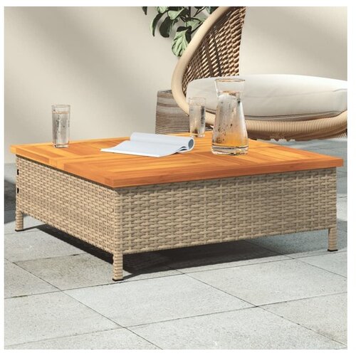 vidaXL Vrtni stol bež 70 x 70 x 25 cm od ratana i bagremovog drva Cijene