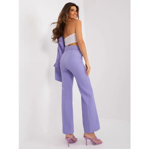 Fashion Hunters Purple fabric trousers with pleats