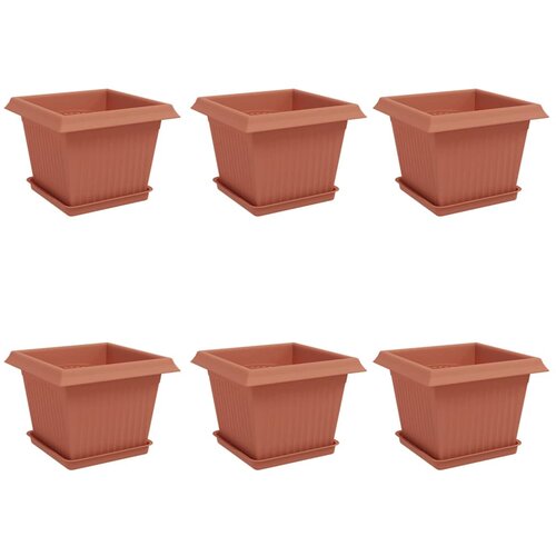 vidaXL Saksije za biljke 6 pcs Crvena cigla 23 x 23 x 17 5 cm Plastika - Crvena cigla 33 x 33 x 26 cm 6 Cene