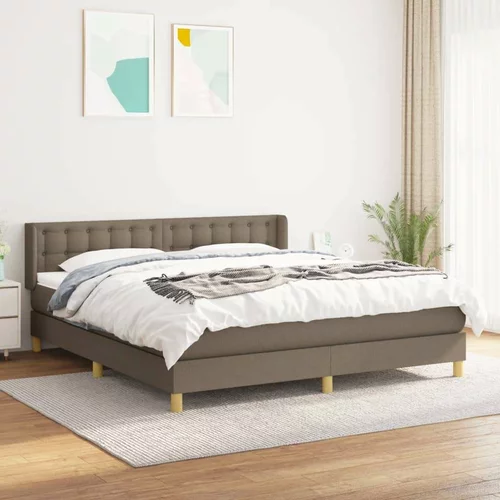  Krevet s oprugama i madracem smeđesivi 160x200 cm tkanina