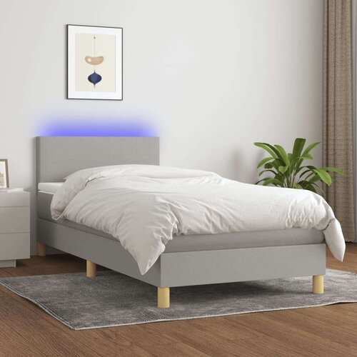  Box spring s madracem LED svjetlosivi 100x200 cm tkanina Slike