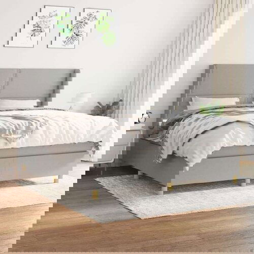  Box spring postelja z vzmetnico svetlo siva 160x200 cm žamet, (20884450) Cene