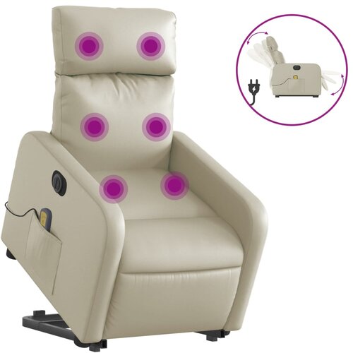 Maison Chic Električni masažni stol - Relax naslanjač s funkcijo vstajanja krem umetno usnje, (22061222) Slike
