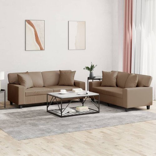  2-dijelni set sofa s jastucima boja cappuccina od umjetne kože Cijene