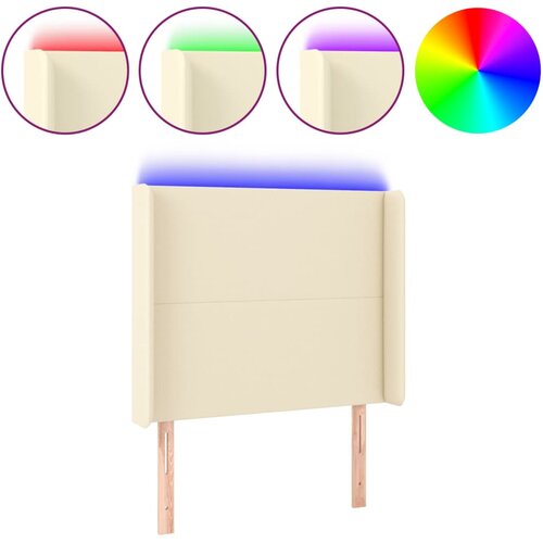 vidaXL LED posteljno vzglavje krem 93x16x118/128 cm umetno usnje, (20932223) Cene