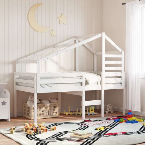 VidaXL Krov za dječji krevet bijeli 198 x 87 x 113 cm masivna borovina Slike